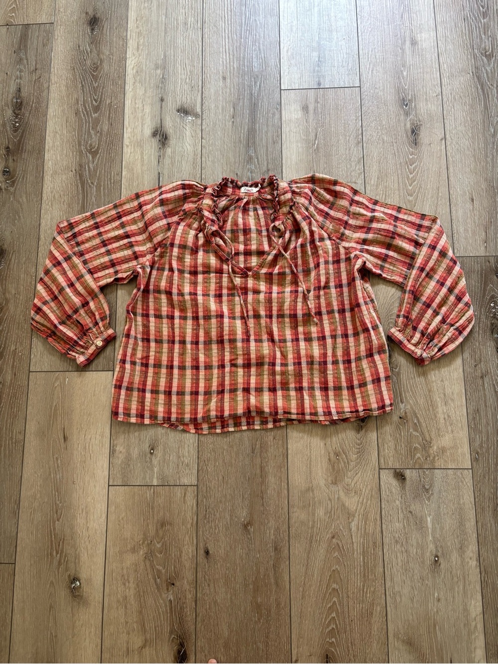Faherty Annalise Top in sunset gingham plaid